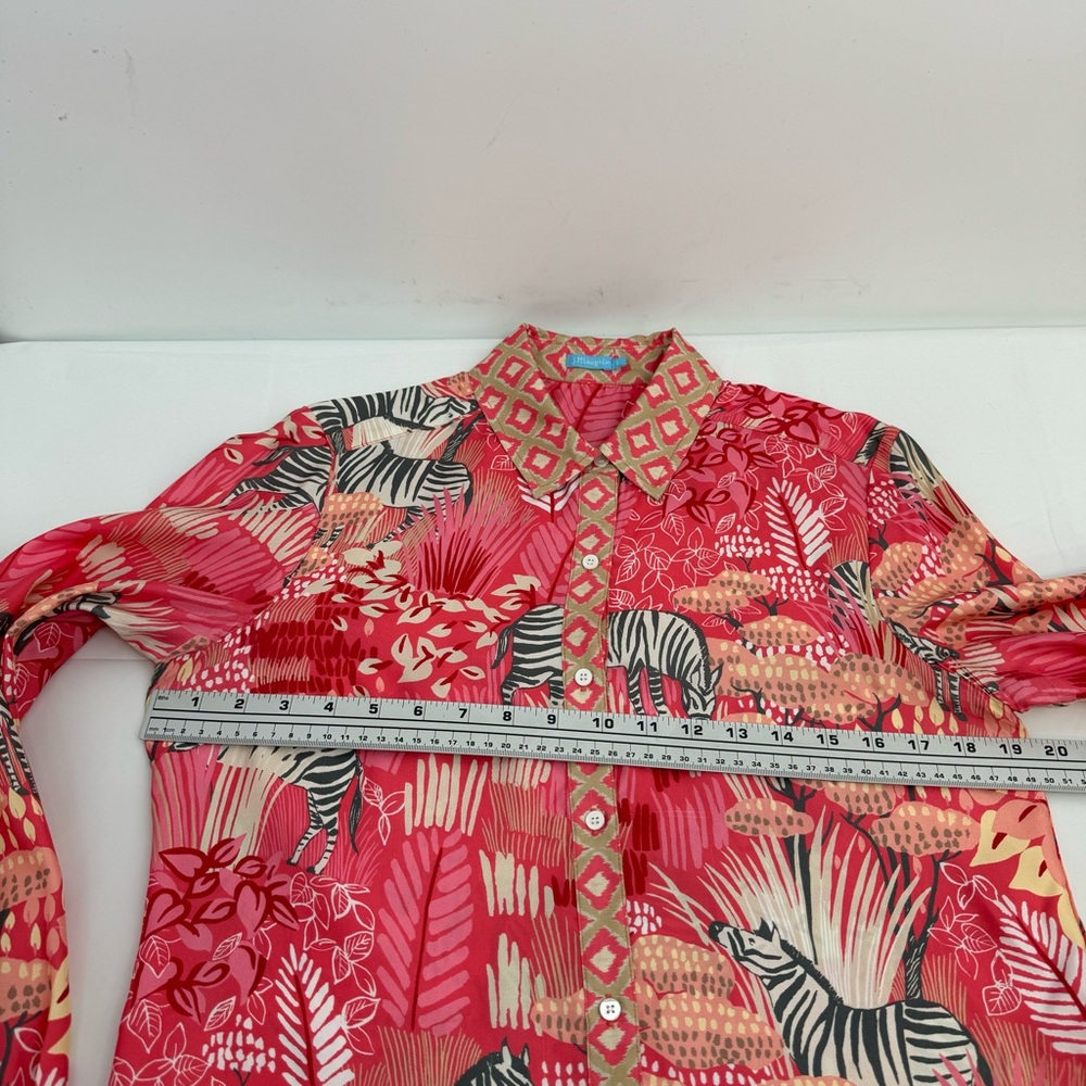 J Mc Laughlin Darcey Silk Button Up Shirt W/ Animal Print Sz S - Picture 8 of 14